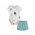 Ensemble body bébé et short en gaze de coton toucana Bleu 2 - vertbaudet enfant 