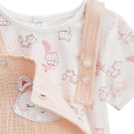 Ensemble salopette bébé en gaze de coton et t-shirt louison Rose 4 - vertbaudet enfant 