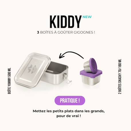 3 boîtes à gouter inox kiddy 500 ml renards Argent 2 - vertbaudet enfant 