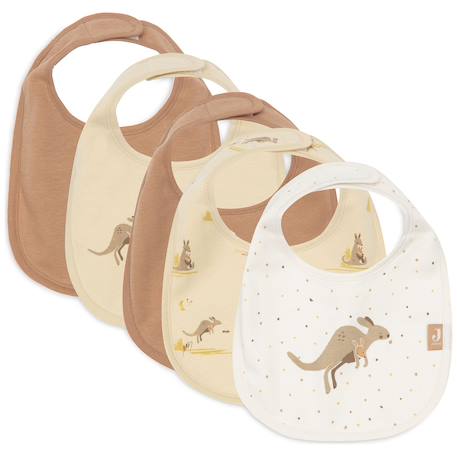 Lot de 5 bavoirs imperméables kangaroots Jaune, marron, beige 1 - vertbaudet enfant 