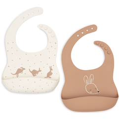 Puériculture-Lot de 2 bavoirs en silicone kangaroots