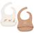 Lot de 2 bavoirs en silicone kangaroots Ecru, marron 1 - vertbaudet enfant 