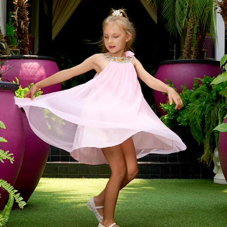Robe cérémonie   à col fleuri liberty   alizee Blanc violet floral+Jaune multicolore+Rose jaune floral 12 - vertbaudet enfant 