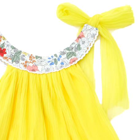 Robe cérémonie   à col fleuri liberty   alizee Blanc violet floral+Jaune multicolore+Rose jaune floral 7 - vertbaudet enfant 