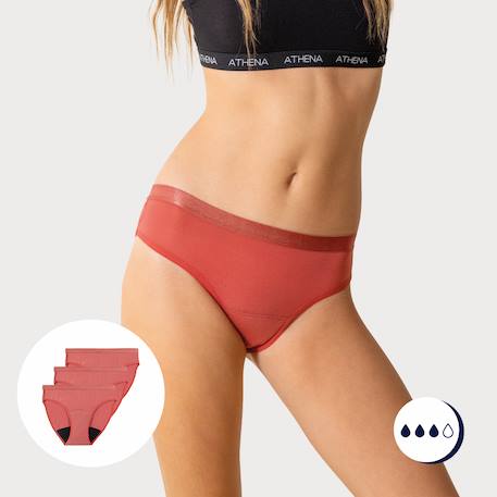 Lot de 3 culottes menstruelles  fille Rouge minéral 2 - vertbaudet enfant 