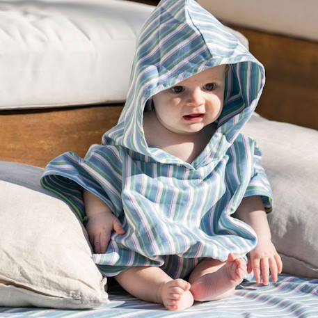 Poncho de plage microfibre bébé spf 50+ summer Blanc+Bleu+Vert 10 - vertbaudet enfant 