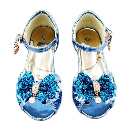 Chaussures Mules à Nœuds et Paillettes Bleues T30 (5-7 ans) Bleu 2 - vertbaudet enfant 