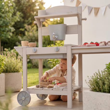 Cuisine extérieure pour enfant avec barbecue en bois fsc® Gris 3 - vertbaudet enfant 