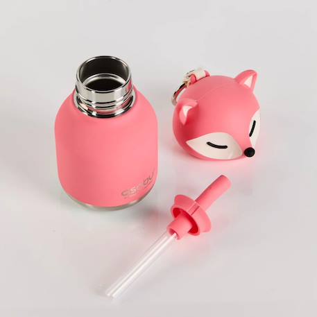 Mini gourde isotherme bestie renard Rose, blanc, noir 4 - vertbaudet enfant 
