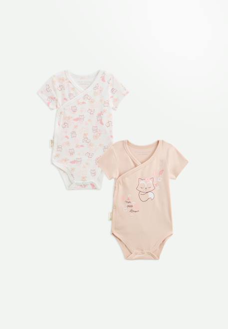 Bébé-Lot de 2 bodies bébé manches courtes ouverture croisée louison