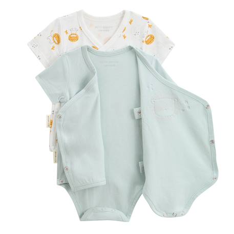 Lot de 2 bodies bébé manches courtes ouverture croisée elio Bleu 3 - vertbaudet enfant 