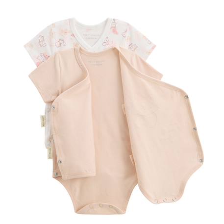 Lot de 2 bodies bébé manches courtes ouverture croisée louison Rose 3 - vertbaudet enfant 