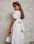 Robe en coton à manches ballon et ceinture Blanc 1 - vertbaudet enfant 