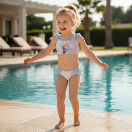 Maillot de bain 2 pièces fille la reine des neiges Bleu 2 - vertbaudet enfant 