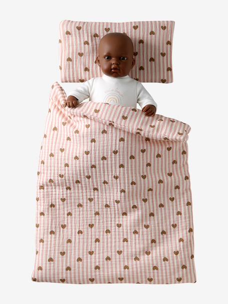 Couette + oreiller poupon en gaze de coton Cœur fondant+Fleurette+Marguerite+Petit coeur+Retro Flower 3 - vertbaudet enfant 