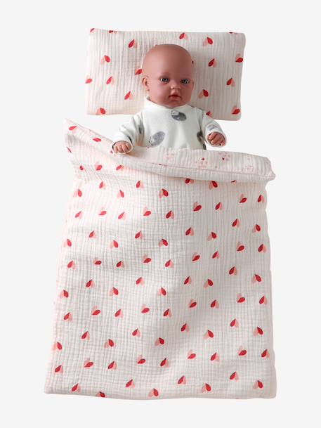 Couette + oreiller poupon en gaze de coton Cœur fondant+Fleurette+Marguerite+Petit coeur+Retro Flower 19 - vertbaudet enfant 