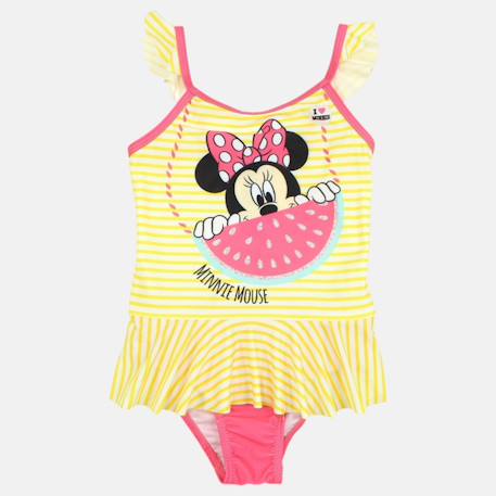 Maillot de bain bébé fille 1 pièce jaune à rayures avec volant motif personnage minnie Jaune 2 - vertbaudet enfant 