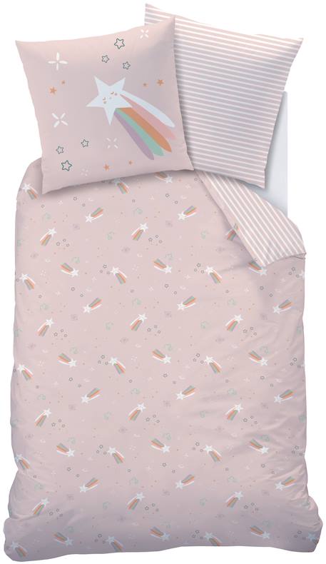 Parure de lit imprimée 100% coton, etoile filante Rose 3 - vertbaudet enfant 