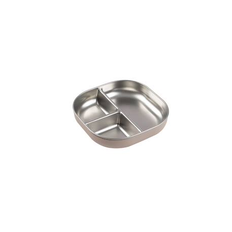 Assiette compartimentée bébé en inox micro-ondable Barbe à papa+Vert-de-gris 1 - vertbaudet enfant 