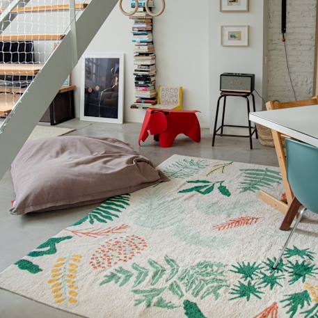 Tapis enfant lavable en coton botanic plants Bleu sauge, bleu vintage+Naturel, vert, moutarde, terracotta+Olive, rose, châtaigne, doré, naturel 8 - vertbaudet enfant 