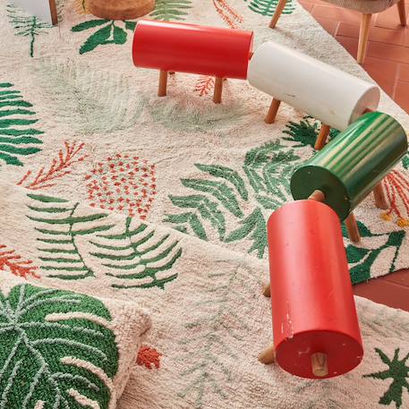 Tapis enfant lavable en coton botanic plants Bleu sauge, bleu vintage+Naturel, vert, moutarde, terracotta+Olive, rose, châtaigne, doré, naturel 1 - vertbaudet enfant 