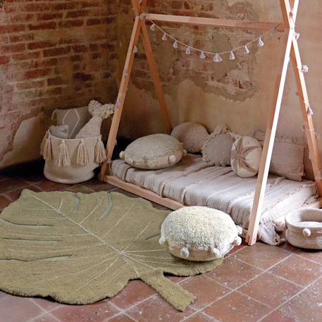 Tapis enfant lavable en coton monstera Naturel, vert, moutarde, terracotta+Olive, naturel, miel 3 - vertbaudet enfant 