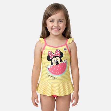Maillot de bain bébé fille 1 pièce jaune à rayures avec volant motif personnage minnie Jaune 3 - vertbaudet enfant 