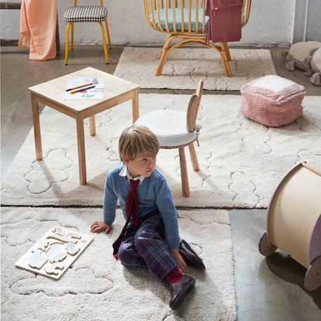 Tapis enfant lavable en coton rugcycled clouds Naturel, fil rugcycled 3 - vertbaudet enfant 