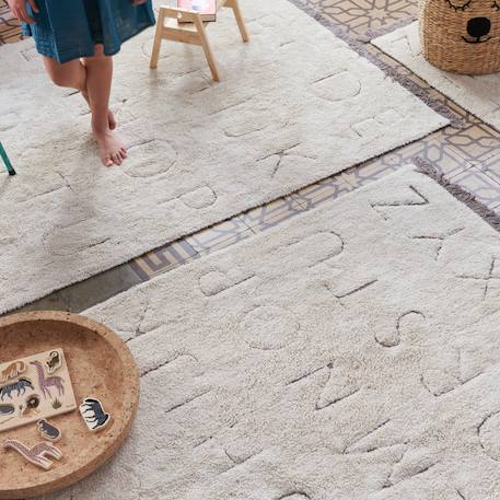 Tapis enfant lavable en coton rugcycled abc Naturel+Naturel, olive 12 - vertbaudet enfant 