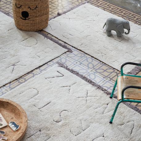 Tapis enfant lavable en coton rugcycled abc Naturel+Naturel, olive 7 - vertbaudet enfant 
