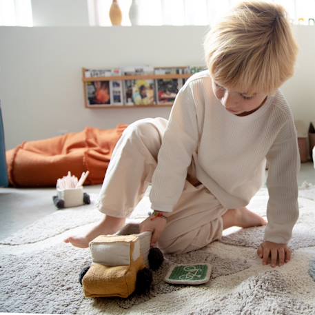 Set de mini paniers en coton truck Naturel, gris foncé, bleu vintage 4 - vertbaudet enfant 