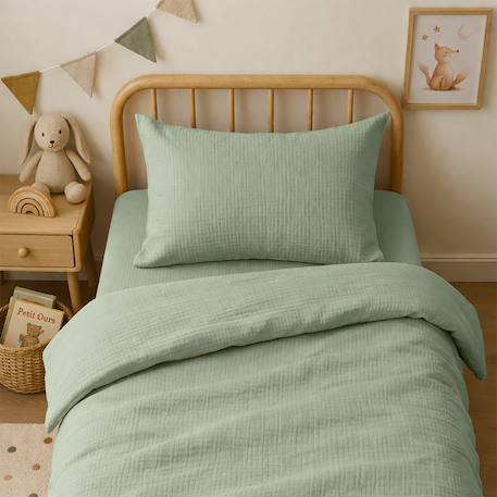 Taie d'oreiller en coton bio Blanc+Fraise+Honey+Rose+Vert+Vichy 26 - vertbaudet enfant 