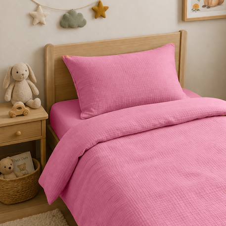 Taie d'oreiller en coton bio Blanc+Fraise+Honey+Rose+Vert+Vichy 24 - vertbaudet enfant 
