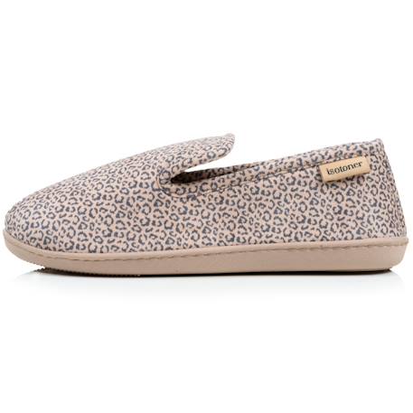Chaussons charentaises velours semelle ergonomique mousse à mémoire forme Gris chiné+Léopard beige 10 - vertbaudet enfant 