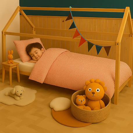Taie d'oreiller en coton bio Blanc+Fraise+Honey+Rose+Vert+Vichy 36 - vertbaudet enfant 
