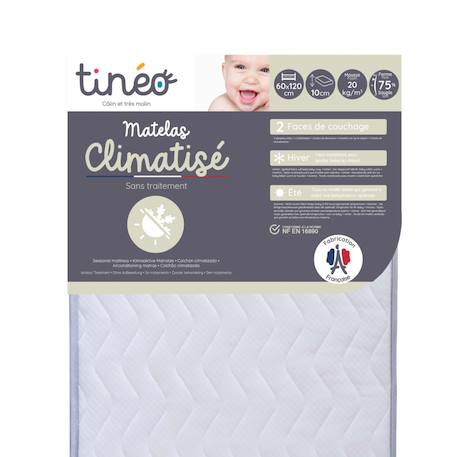 Matelas bébé climatisé sans traitement - 2 faces ete/hiver Blanc 1 - vertbaudet enfant 