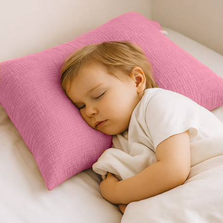 Taie d'oreiller en coton bio Blanc+Fraise+Honey+Rose+Vert+Vichy 22 - vertbaudet enfant 