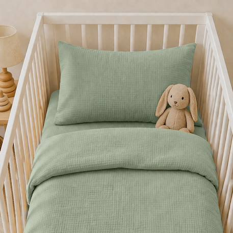 Taie d'oreiller en coton bio Blanc+Fraise+Honey+Rose+Vert+Vichy 29 - vertbaudet enfant 