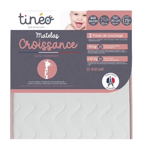 Matelas bébé croissance - 2 faces de couchage selon le poids Blanc 1 - vertbaudet enfant 