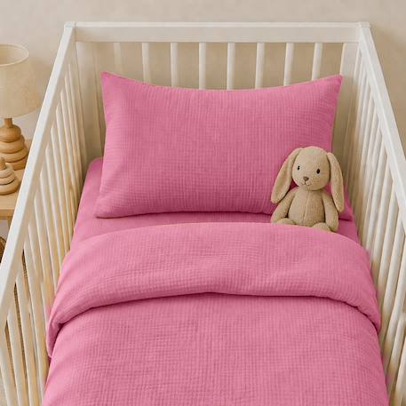 Taie d'oreiller en coton bio Blanc+Fraise+Honey+Rose+Vert+Vichy 23 - vertbaudet enfant 