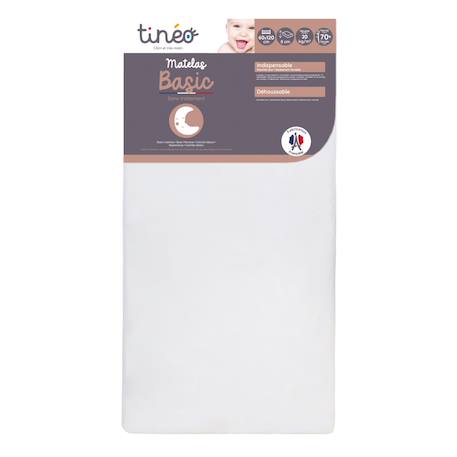 Matelas bébé basic sans traitement déhoussable - indispensable Blanc 2 - vertbaudet enfant 