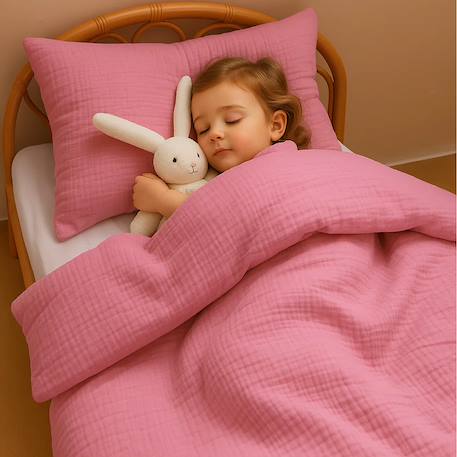 Taie d'oreiller en coton bio Blanc+Fraise+Honey+Rose+Vert+Vichy 20 - vertbaudet enfant 