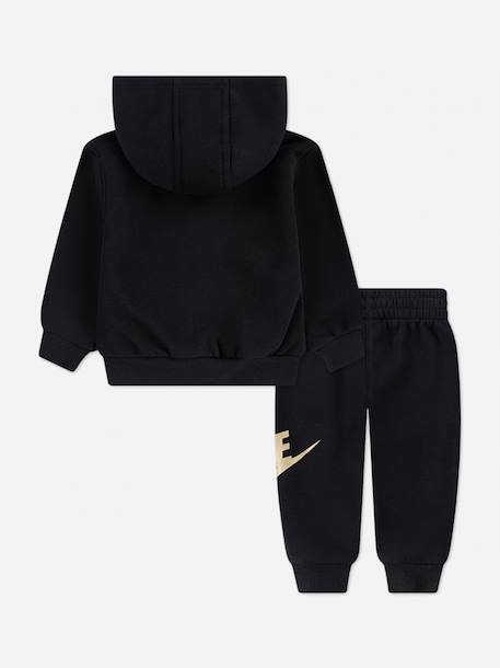 Ensemble deux pièces pour bébé sweat à capuche et pantalon confortable Marron clair+Noir / doré+Vert foncé 6 - vertbaudet enfant 