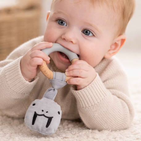 Anneau de dentition avec peluche animal Gris 2 - vertbaudet enfant 