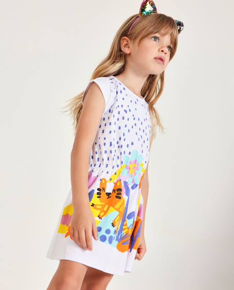 Robe pour fille en maille avec taille élastique Blanc 1 - vertbaudet enfant 