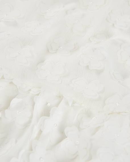 Robe fille unie avec décorations florales Blanc 3 - vertbaudet enfant 