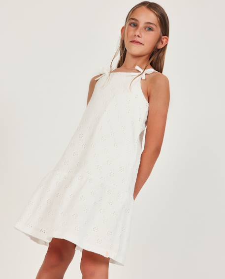 Robe fille en maille avec motifs ajourés Blanc 1 - vertbaudet enfant 