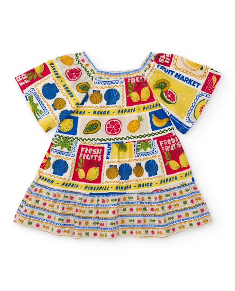 Robe fille en maille avec encolure élastiquée Beige 2 - vertbaudet enfant 
