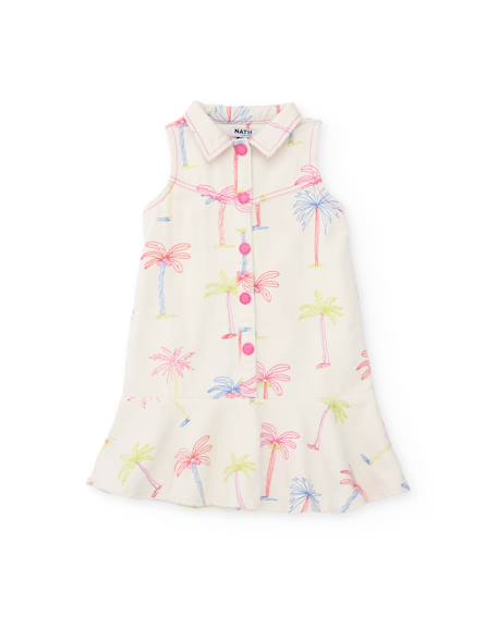 Robe fille en tissu tissé avec imprimé palmiers Blanc 2 - vertbaudet enfant 