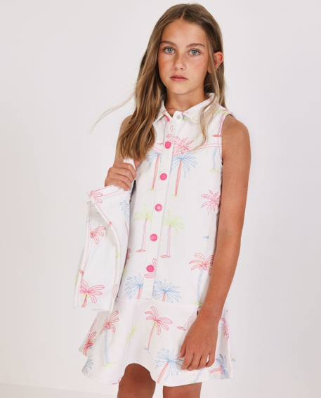 Fille-Robe fille en tissu tissé avec imprimé palmiers